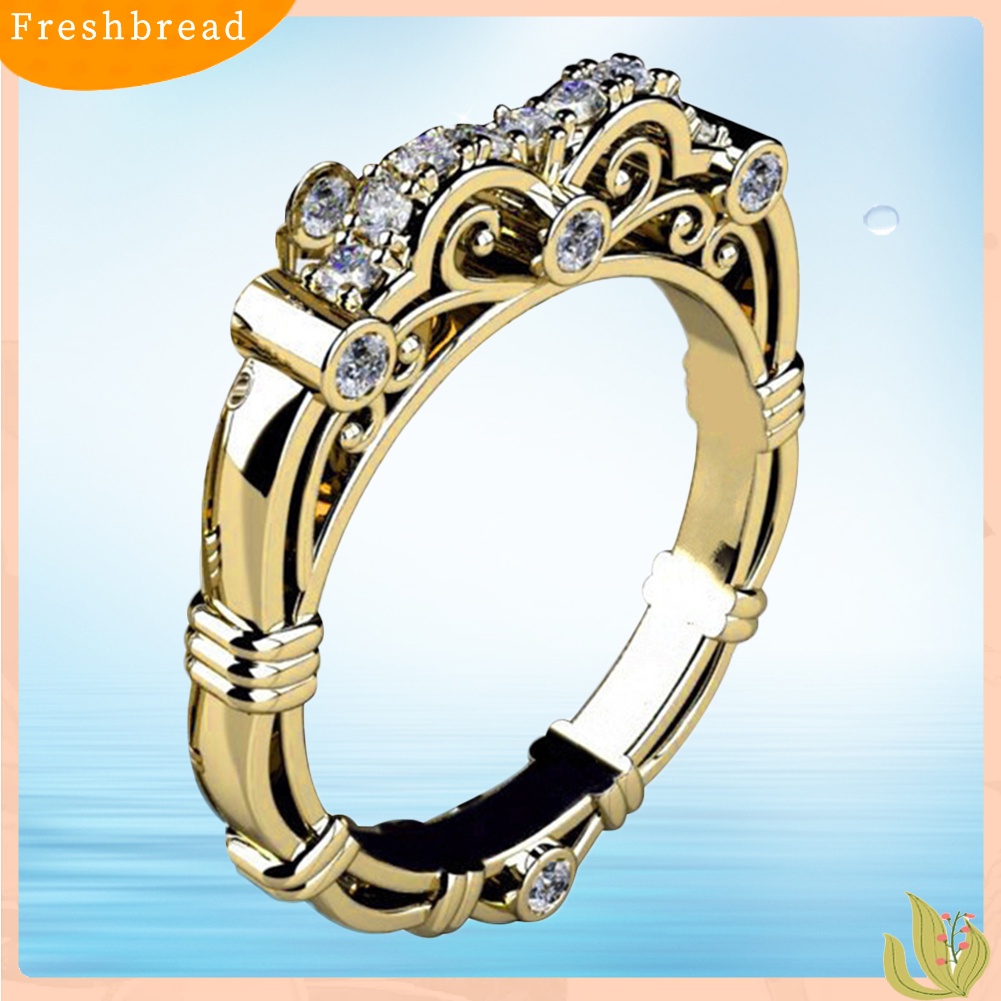 &lt; Freshbread &gt; 2Pcs/Set Pertunangan Pernikahan Retro Wanita Berlian Imitasi Ukir Jari Cincin Perhiasan