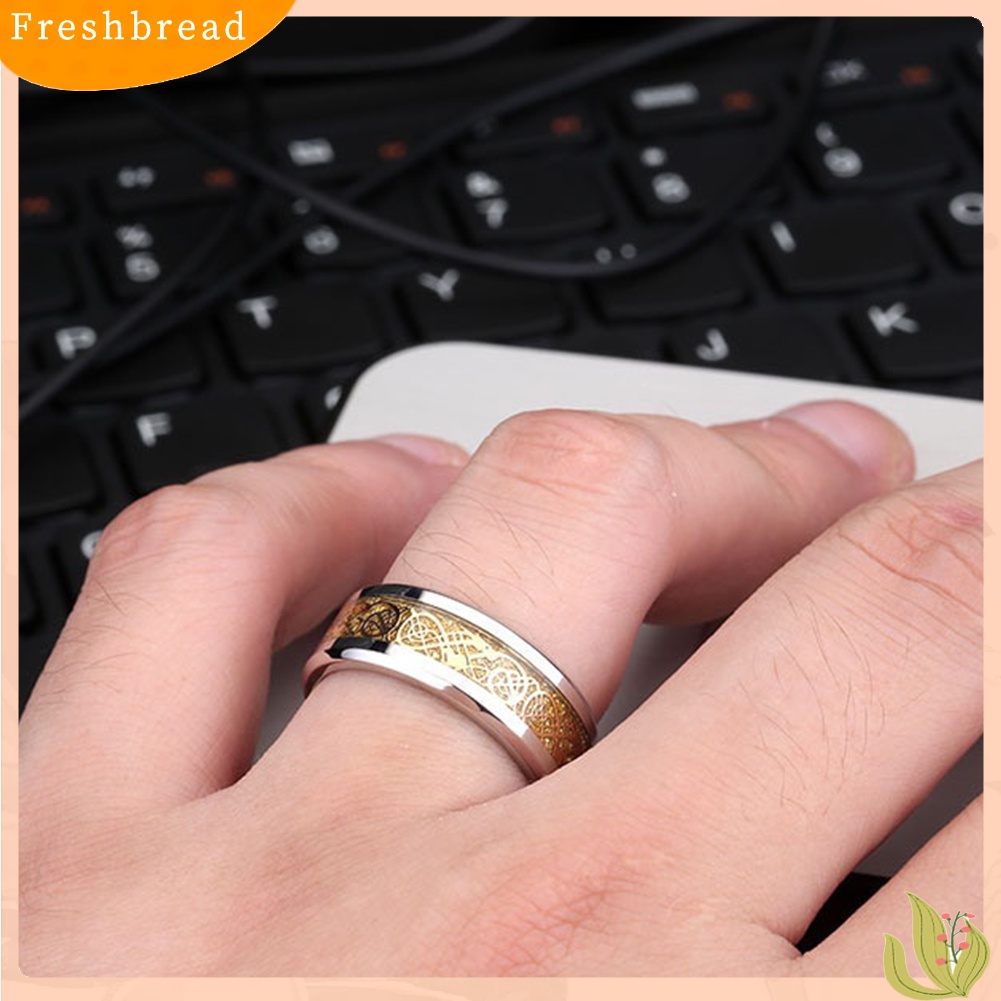 &lt; Freshbread &gt; Pria Bergaya Baja Titanium Permukaan Halus Pernikahan Band Jari Cincin Perhiasan Hadiah