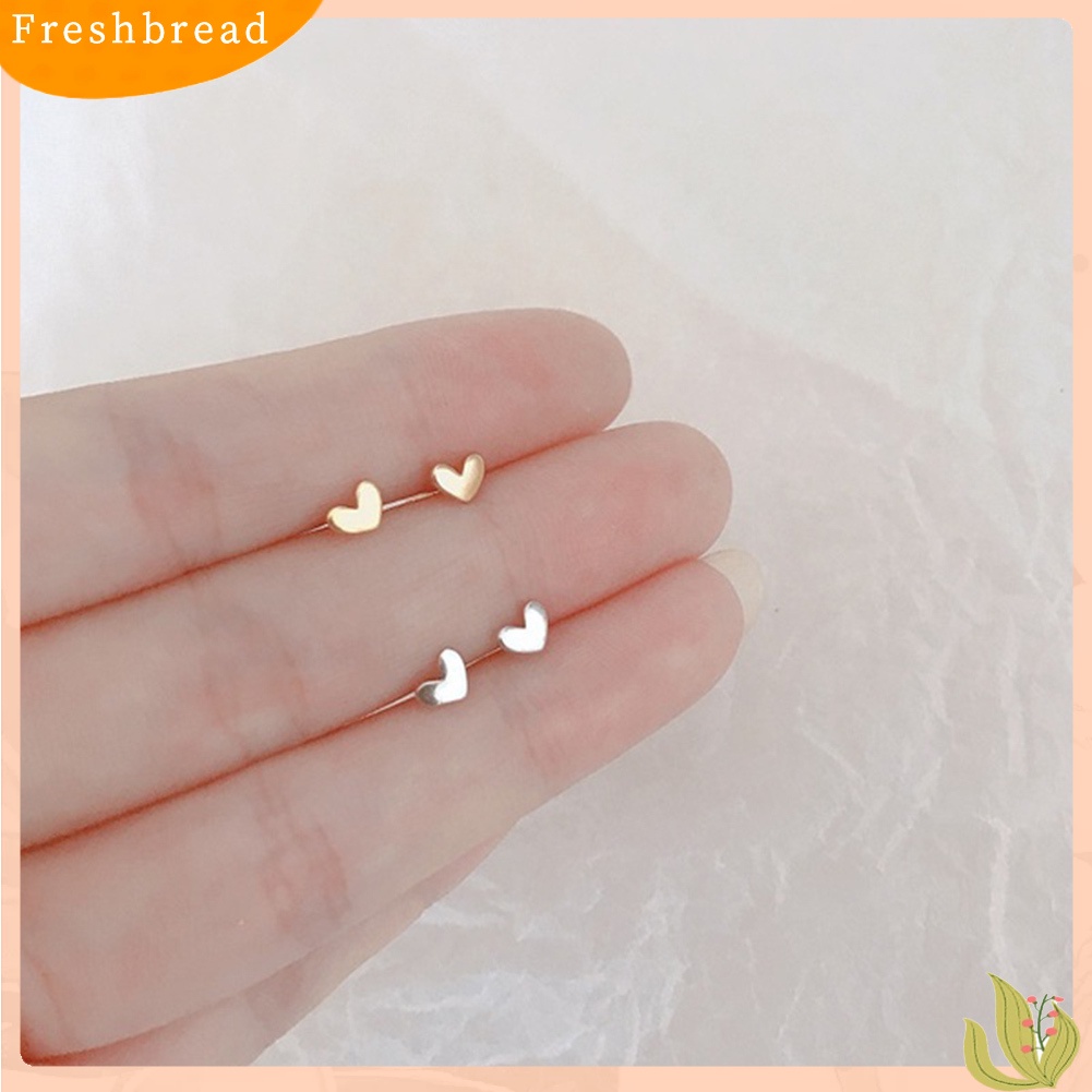 < Freshbread > Wanita Manis Perak Berlapis Mini Cinta Hati Stud Anting Perhiasan Hadiah Ulang Tahun