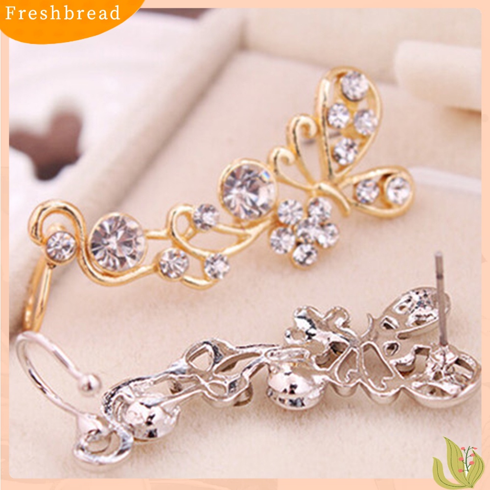 &lt; Freshbread &gt; 1Pc Wanita Manis Berlian Imitasi Bertatahkan Kupu-Kupu Kanan Telinga Manset Stud Earrings Jewelry