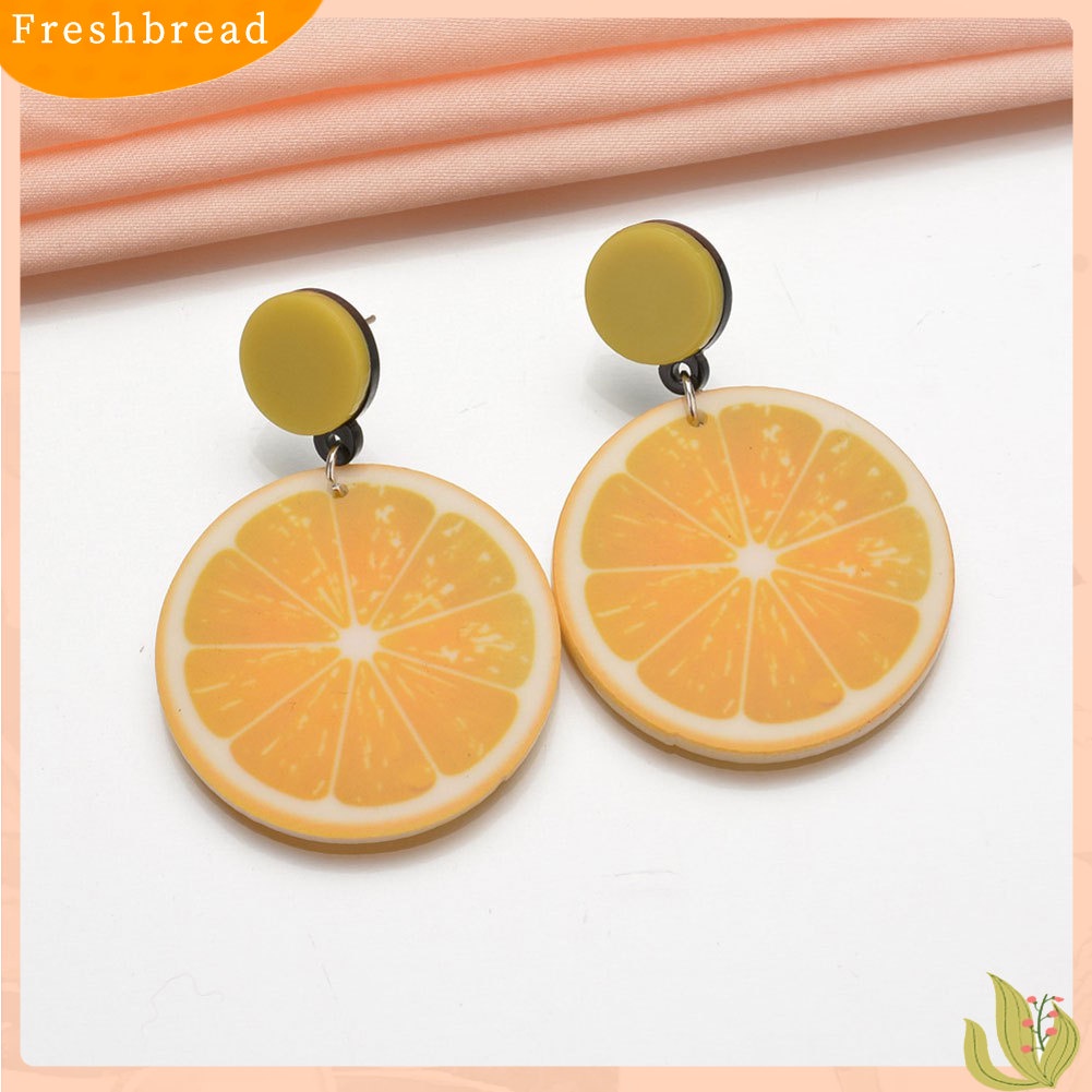 &lt; Freshbread &gt; Anting Buah Gaya Korea Wanita Tomat Lemon Kiwi Akrilik Tanggal Perjalanan Perhiasan