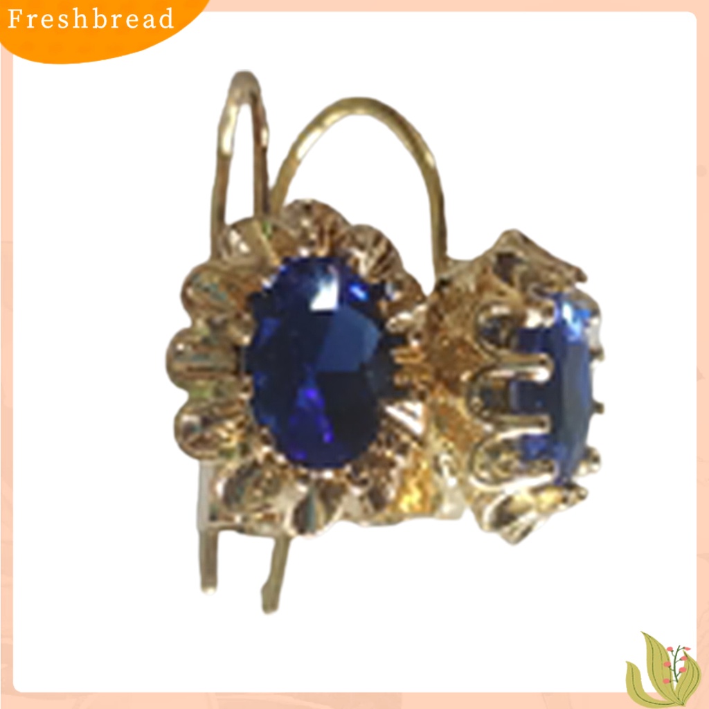 &lt; Freshbread &gt; 1pasang Anting Tindik Fashion Oval Berlian Imitasi Hias Dekorasi Hook Drop Earrings Untuk Kehidupan Sehari-Hari
