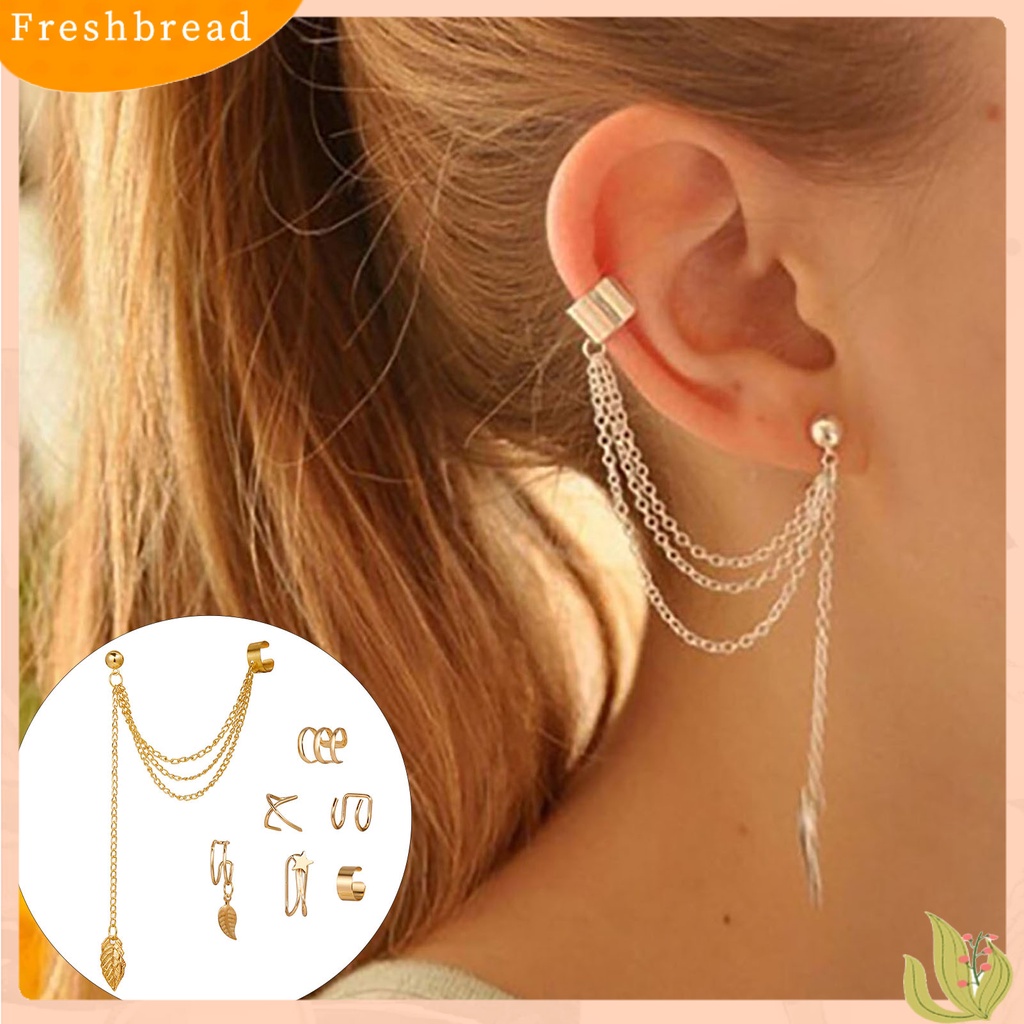 &lt; Freshbread &gt; 5Pcs/Set Atau 7Pcs/Set Anting Desain Bungkus Fashion Bahan Metal Klip Tanpa Tindik Manset Telinga Untuk Wanita