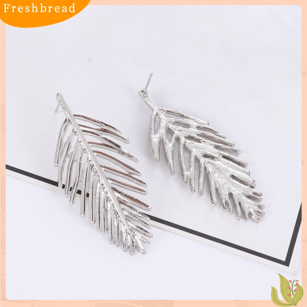 &lt; Freshbread &gt; Fashion Logam Berongga Daun Liontin Telinga Studs Wanita Anting Pesta Perhiasan Hadiah