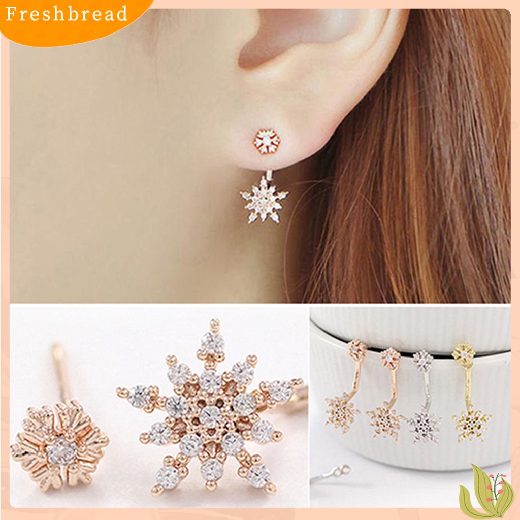 &lt; Freshbread &gt; Anting Menjuntai Kristal Berlian Imitasi Snowflake Fashion Elegan Untuk Pakaian Sehari-Hari Wanita