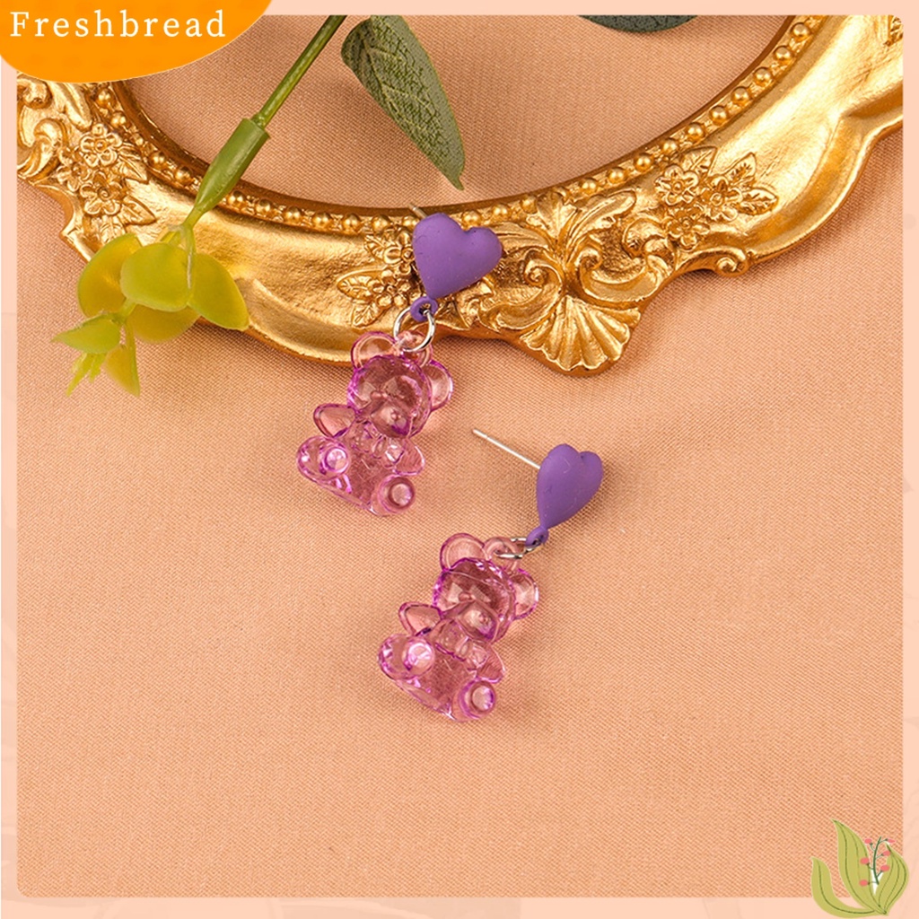 &lt; Freshbread &gt; 1pasang Anting Drop Bentuk Beruang Chic Nyaman Kartun Beruang Manis Anting Untuk Hadiah