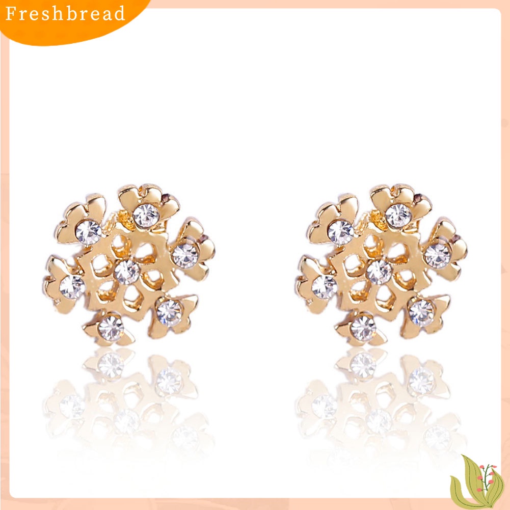< Freshbread > Wanita Natal Snowflake Santa Claus Berlian Imitasi Bertatahkan Stud Anting Hadiah Xmas