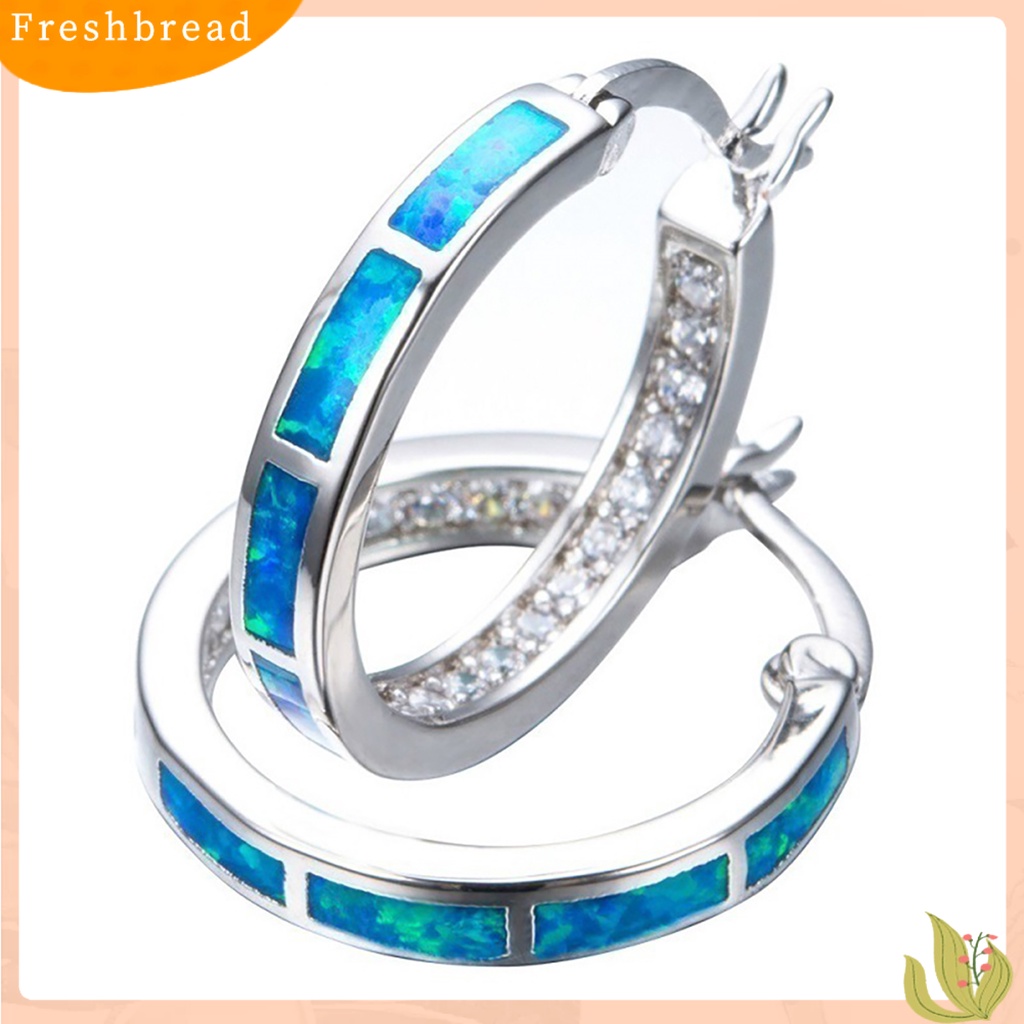 &lt; Freshbread &gt; Anting Dainty Berlian Imitasi Hias Bentuk Lingkaran Anting Hoop Alloy Untuk Pesta