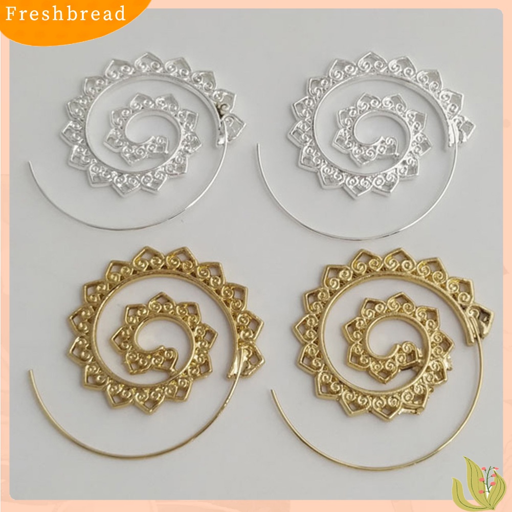 &lt; Freshbread &gt; Wanita Spiral Bulat Lingkaran Gear Hati Anting Tindik Statement Perhiasan Hadiah