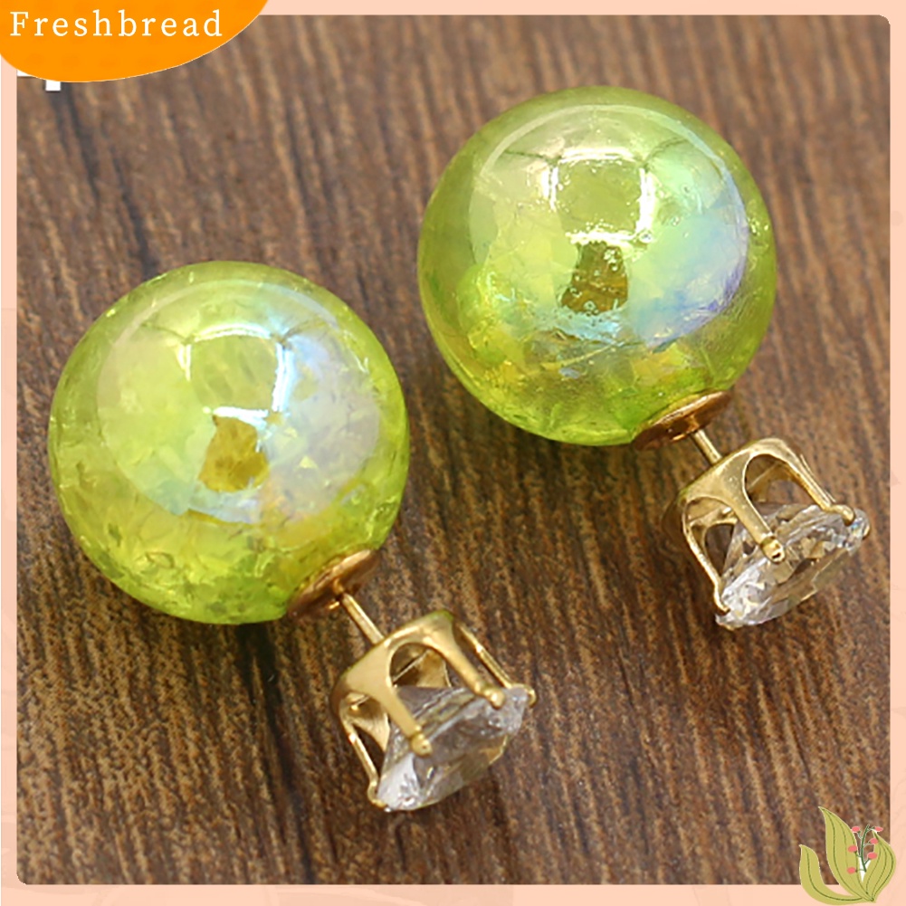 &lt; Freshbread &gt; Wanita Fashion Manik-Manik Mutiara Imitasi Berlian Imitasi Bentuk Bola Ear Studs Earrings Jewelry