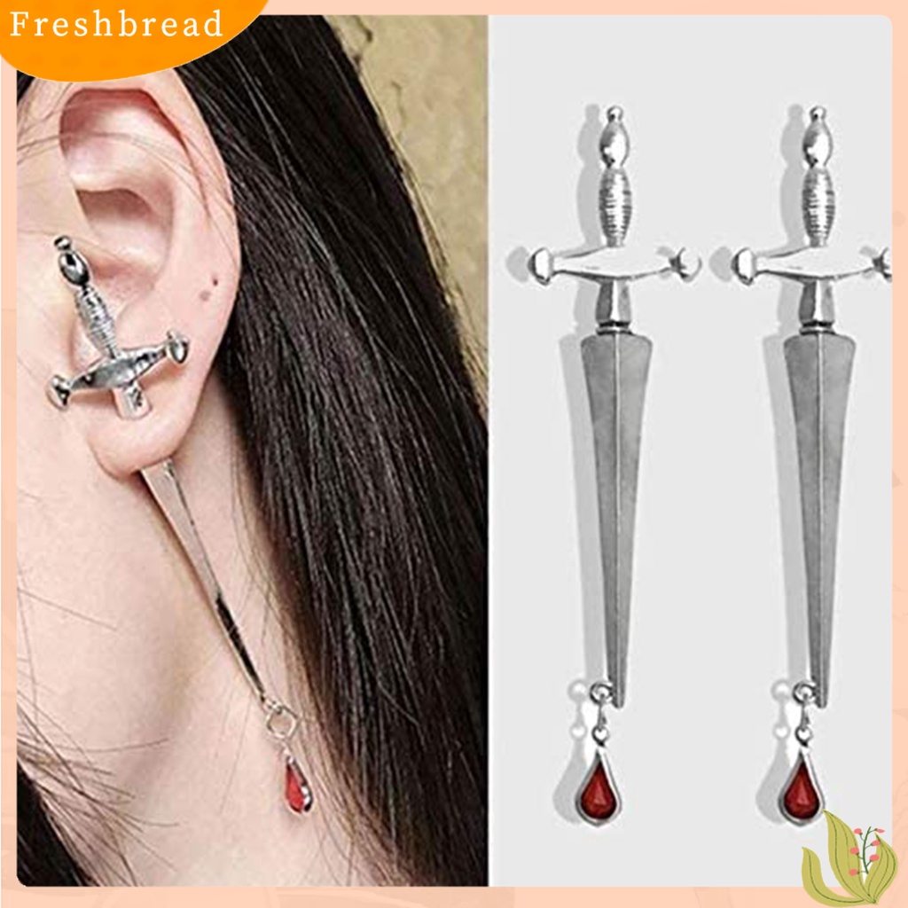 &lt; Freshbread &gt; Wanita Simulasi Darah Tersumpah Dagger Eardrops Pribadi Stud Anting Hadiah