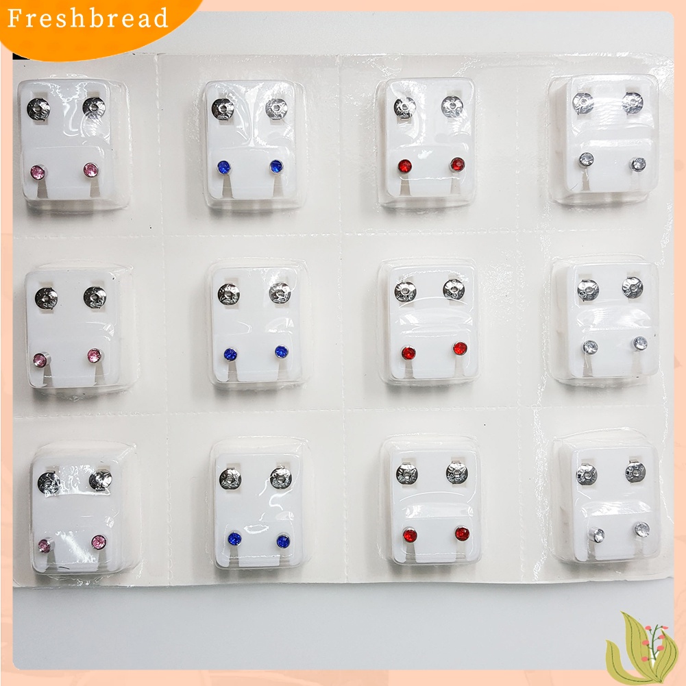 &lt; Freshbread &gt; 12pasang Anting Giwang Telinga Bahan Metal Untuk Mesin Tindik Ear Piercing Tool Kit