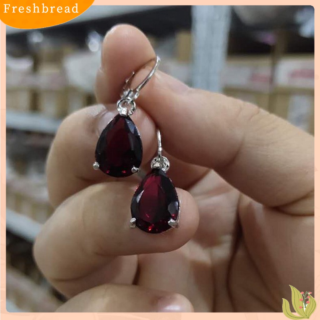 &lt; Freshbread &gt; 1pasang Anting Drop Romantis Mewah Paduan Kristal Imitasi Tetesan Air Klip Anting Perhiasan Pesta