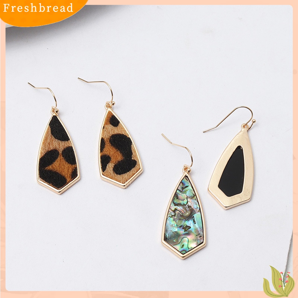 &lt; Freshbread &gt; 1pasang Drop Earrings Paduan Halus Sederhana Motif Leopard Geometris Wanita Anting Kait Untuk Pacaran