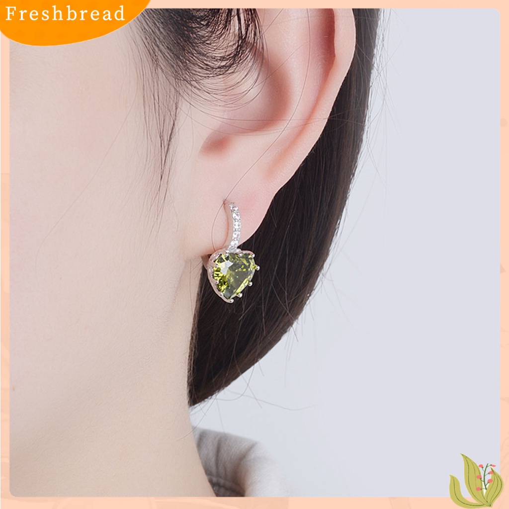 &lt; Freshbread &gt; 1pasang Anting Menjuntai Wanita Cinta Hati Perhiasan Berlian Imitasi Gaya Korea Anting Hoop Berkilau Untuk Pakaian Sehari-Hari