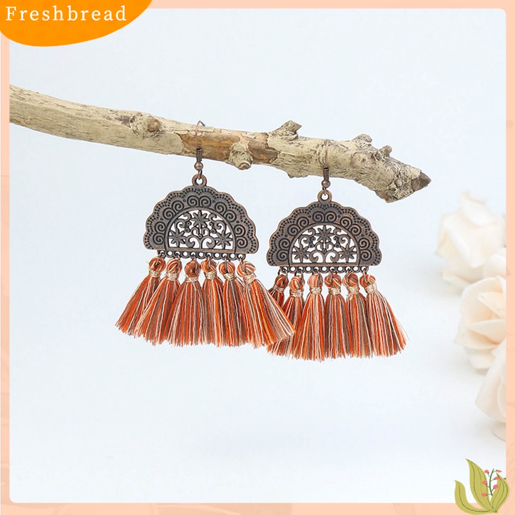 &lt; Freshbread &gt; 1pasang Anting Menjuntai Gaya Bohemia Hias Alloy Anting Rumbai Drop Panjang Berbentuk Kipas Untuk Pesta