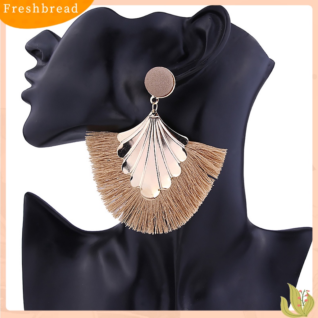 < Freshbread > 1pasang Wanita Kreatif Bohemia Berpohon Bentuk Kipas Menjuntai Anting Perhiasan Hadiah Untuk Pesta