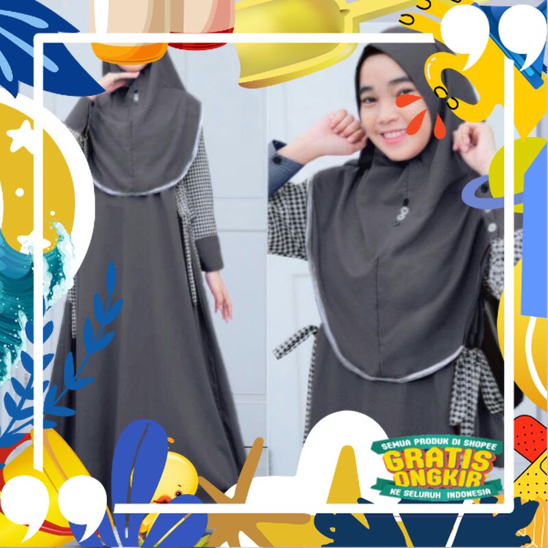 BAJU MUSLIM ANAK PEREMPUAN UMUR 12-15thn DRESS MUSLIM TERBARU 2021 SETELAN GAMIS SYARI ANAK MURAH/ k