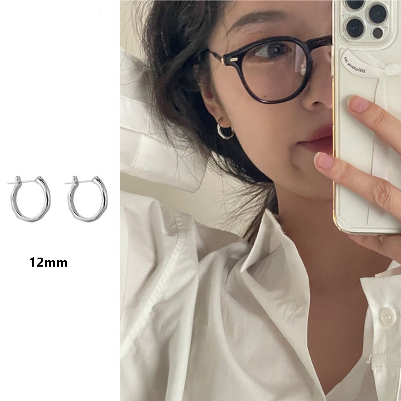 Roselife 1pasang Manis Keren S925 Perak Busur Hati Butterfly Hoop Earrings Untuk Wanita Perempuan Double-ended Round Ball Screw Earring Jewelry
