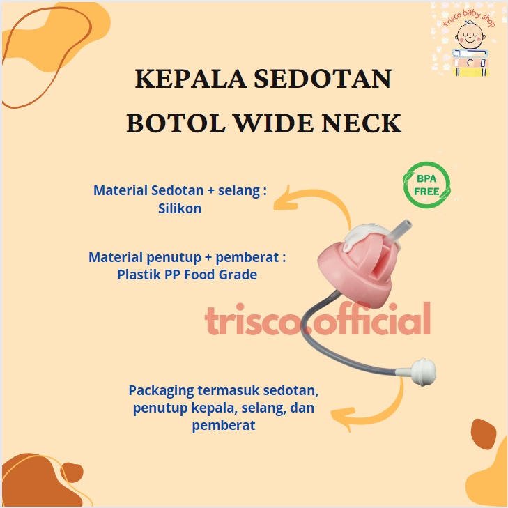 Sedotan untuk Pigeon Wide Neck Head Straw diameter 5.0 cm