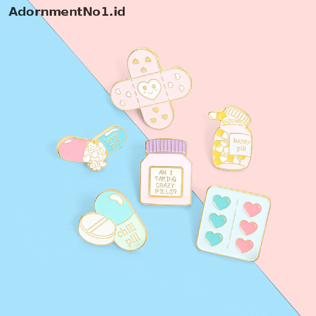 [AdornmentNo1] Kartun Perlengkapan Bros Kreatif Lucu Cinta Band-Aid Pil Botol Obat Enamel Pin Kerah Lencana Ransel Baju Kartun Perhiasan Hadiah [ID]