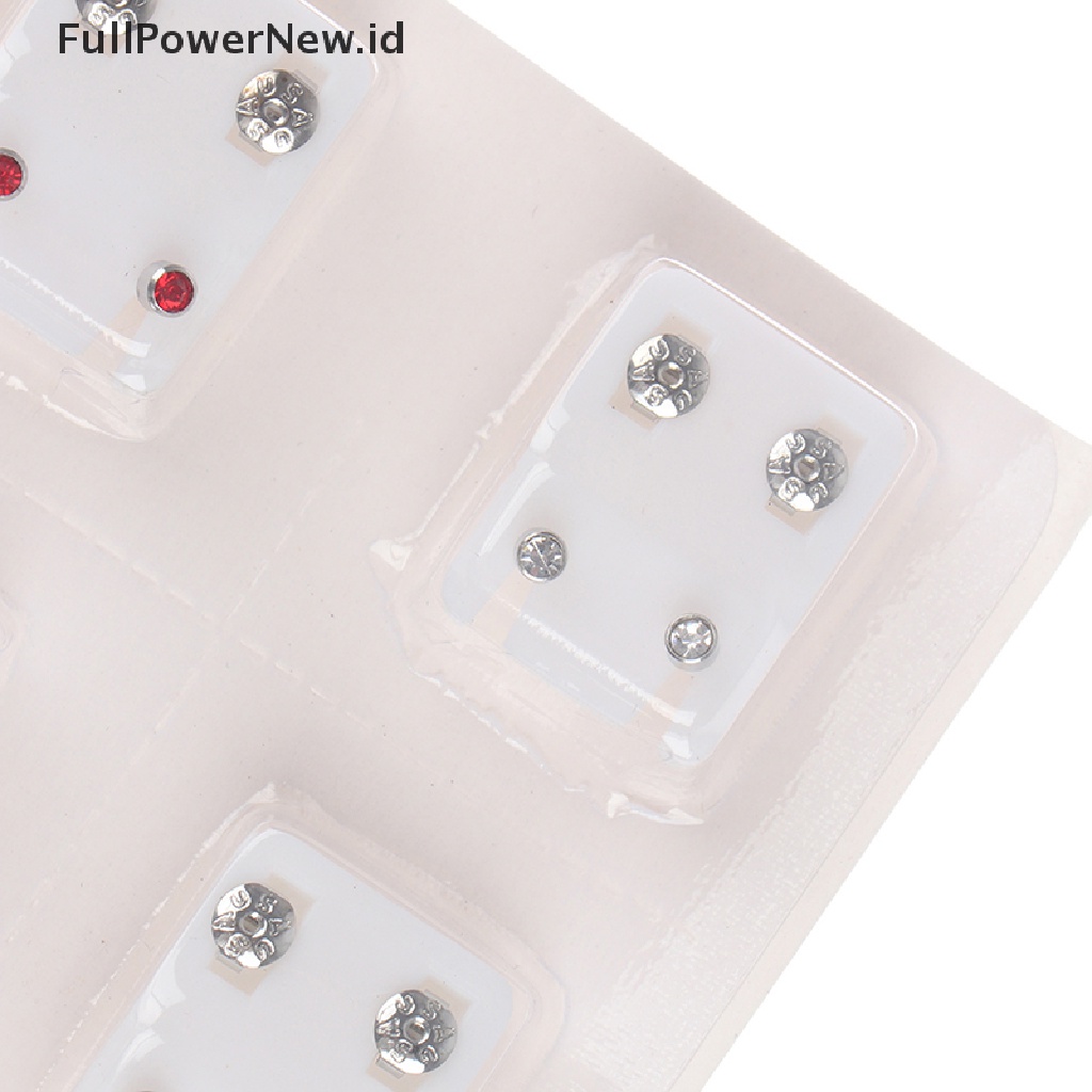 Power 12pasang Anting Alat Ear Stud Surgical Steel Earrings Jewelry ID