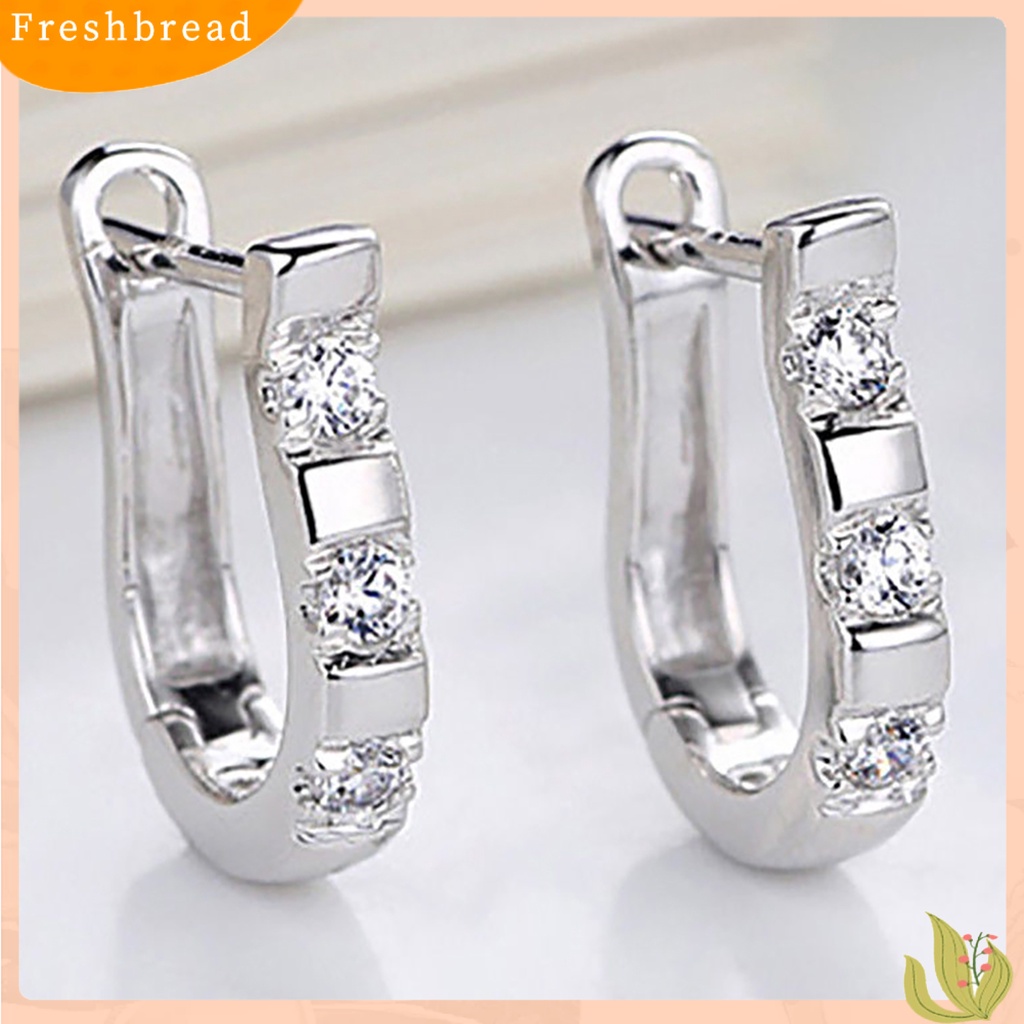 {In Stock} 1pasang Fashion U-Shape Cubic Zircon Hias Wanita Pesona Perhiasan Pesta Anting Tindik