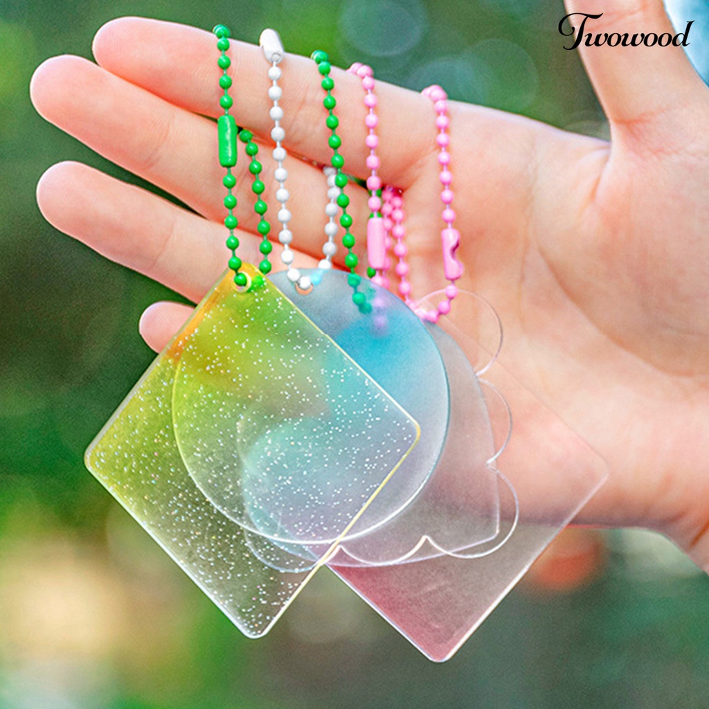 Twowood 10Pcs/Set Gantungan Kunci Liontin Glitter Gradasi Transparan Manik-Manik Rantai Akrilik Hadiah Multi-Gaya Kerajinan DIY Kunci Gantungan Liontin Perlengkapan Rumah