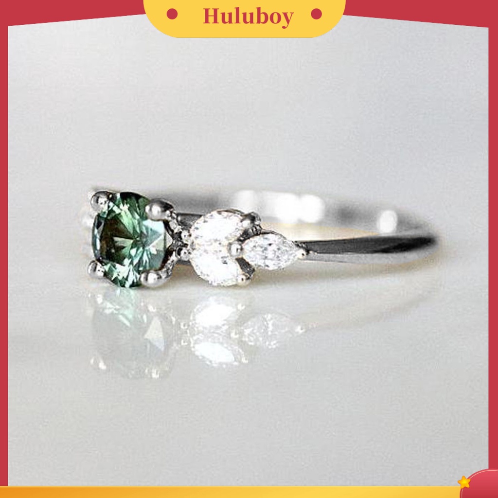 {Ready Stock} Lady Finger Ring Indah Berlian Imitasi Hijau Cubic Zircon Female Ring Untuk Pernikahan