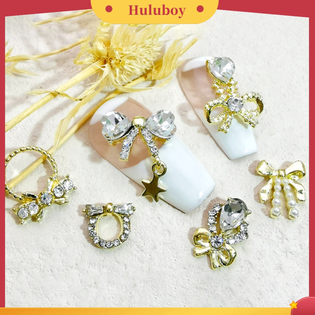 {In Stock} 10Pcs Manicure Dekorasi Permukaan Mengkilap Bentuk Kreatif Warna Cerah Tahan Karat Serbaguna Hias Alloy Bow-Knot DIY Perhiasan Kuku Desain Manicure Untuk Salon Kuku