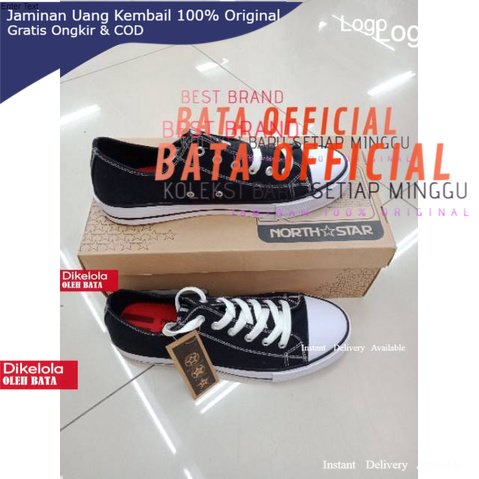 Sepatu BATA hitam putih ORIGINAL Sneakers Rover Black 589-6032