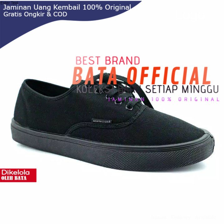 sepatu north star hitam - NORTHSTAR Sepatu sekolah full Black-889 6636