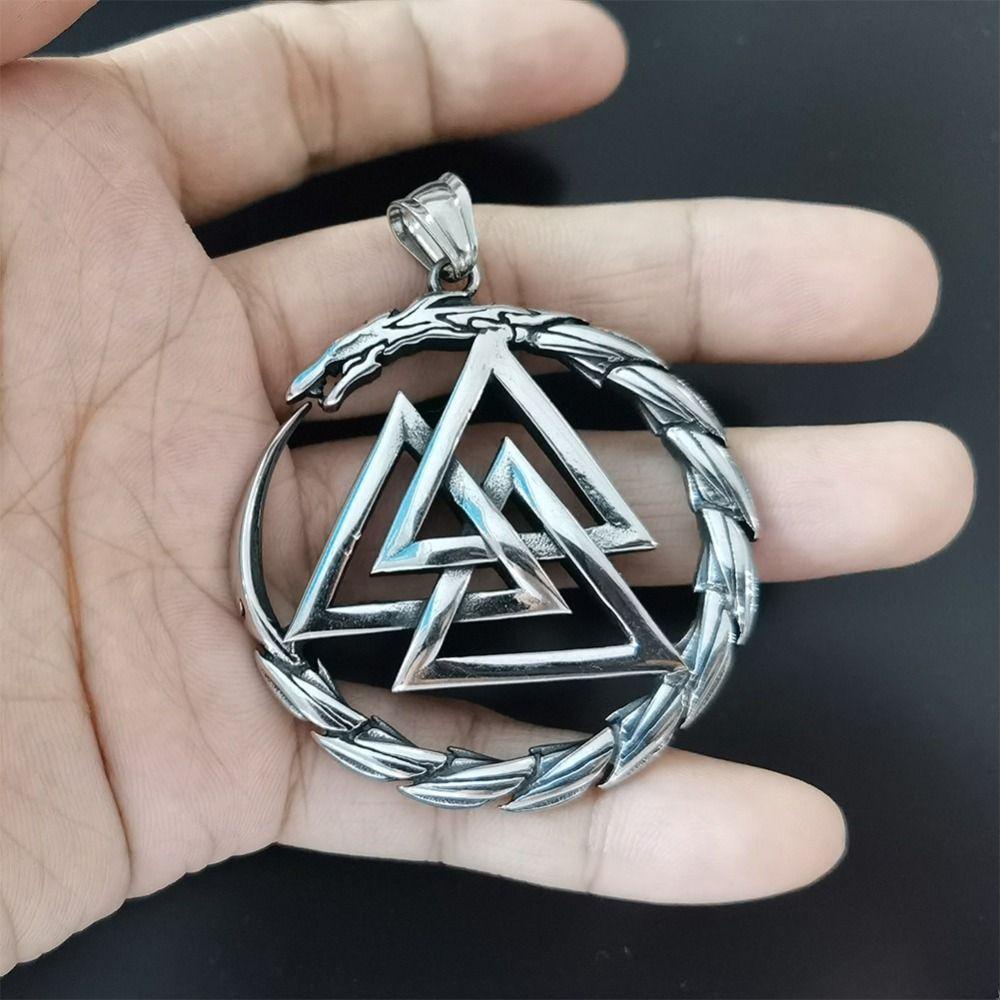 Mxbeauty Punk Kalung Anti Karat Serpent Mitologi Totem Arcane Geometris Naga Nordic Rune Liontin