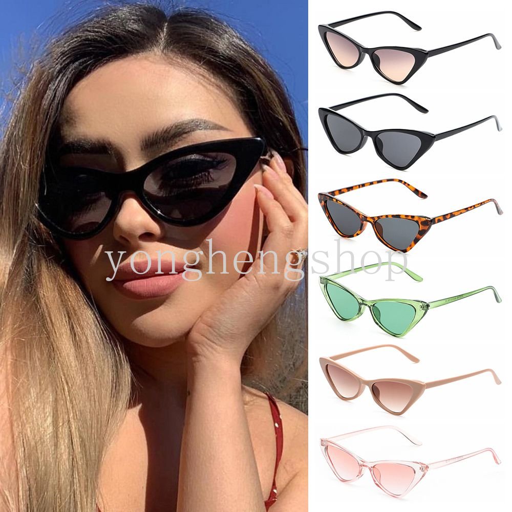 Fashion Vintage Segitiga Mata Kucing Kacamata Hitam Unisex Ins Gaya Canggih Kacamata Matahari Perjalanan UV400 Perlindungan Kacamata Goggles Streetwear Aksesoris