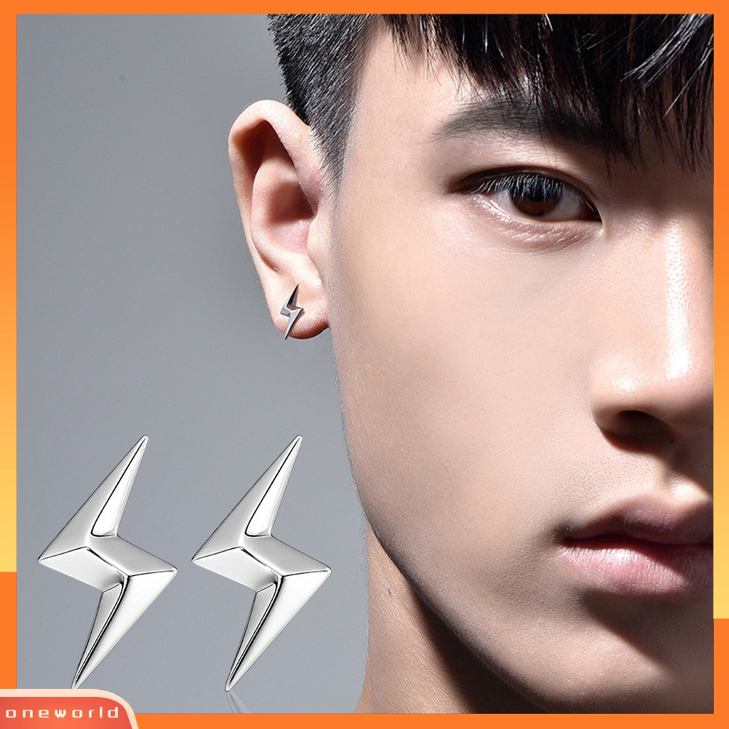 [OWR] 1pc/1pasang Ear Studs Personality Tindik Tiga Dimensi Kelas Tinggi Geometris Hias Nikel Gratis Pria Keren Keren Anting-Anting Perhiasan Aksesori