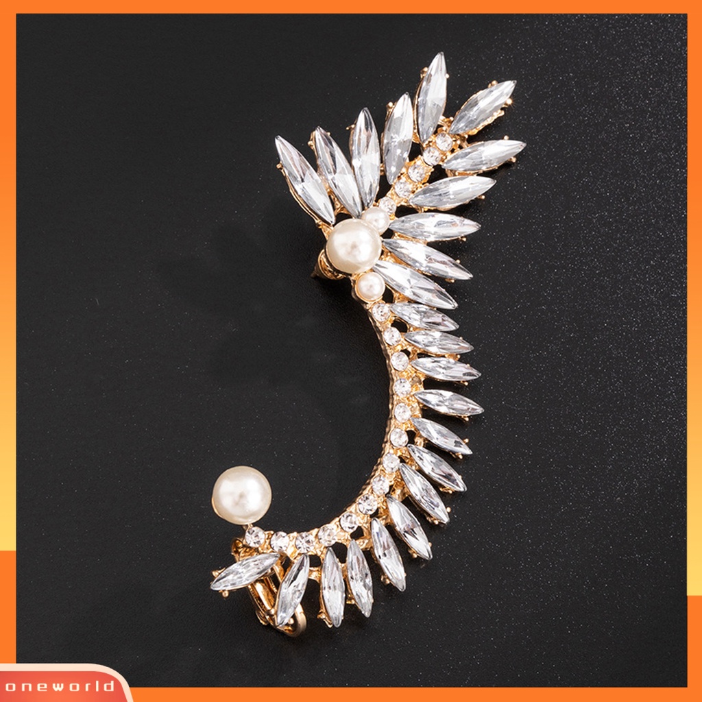 [OWR] 1pc Klip Telinga Berlebihan Geometris High Gloss Berlian Imitasi Electroplating Ear Ornament Tanpa Tindik Fashion Kristal Imitasi Mutiara Auger Telinga Manset Perhiasan Aksesoris
