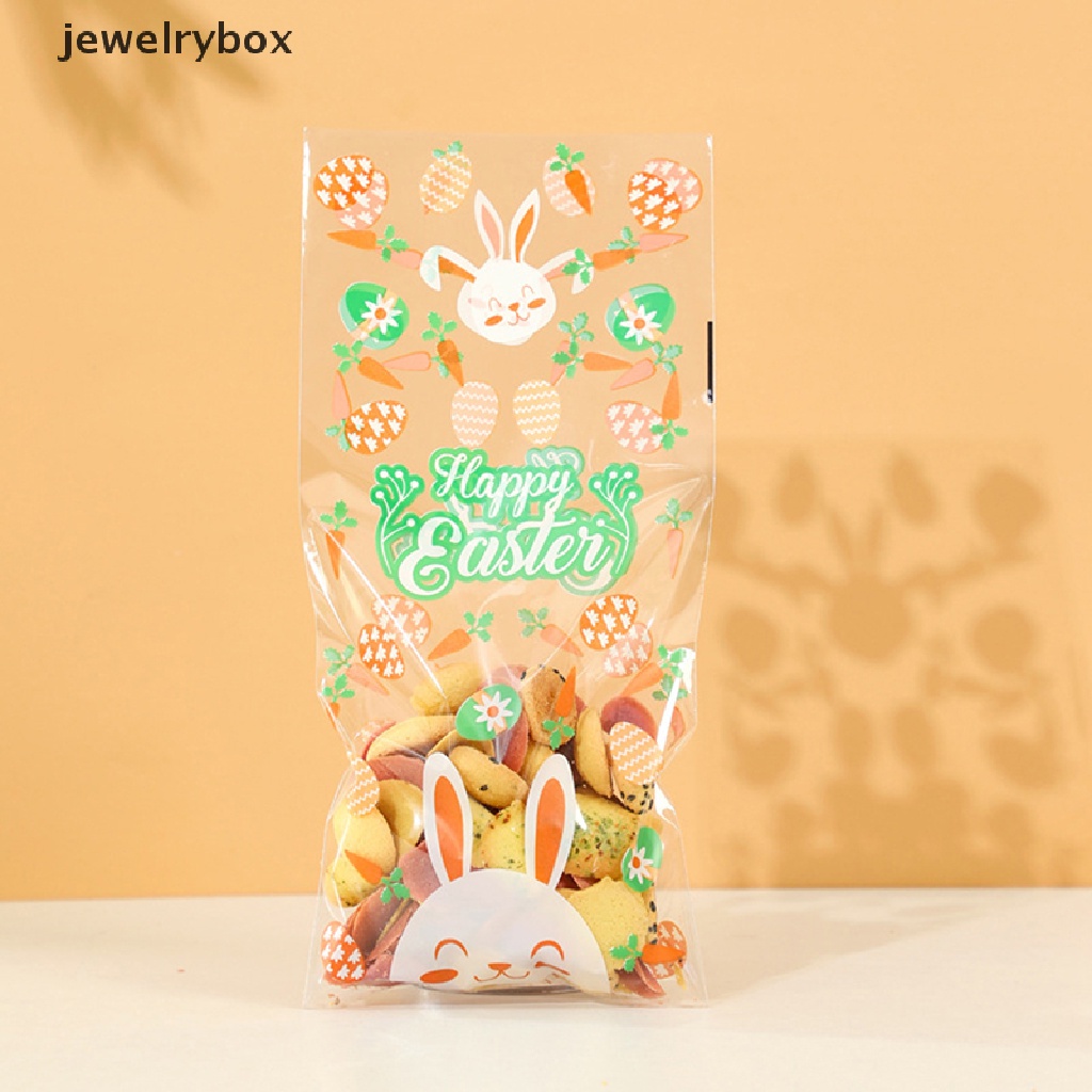 [jewelrybox] 50pcs Tas Hadiah Paskah Dengan Ikat Kawat Telur Kelinci Kemasan Plastik Candy Bags Boutique