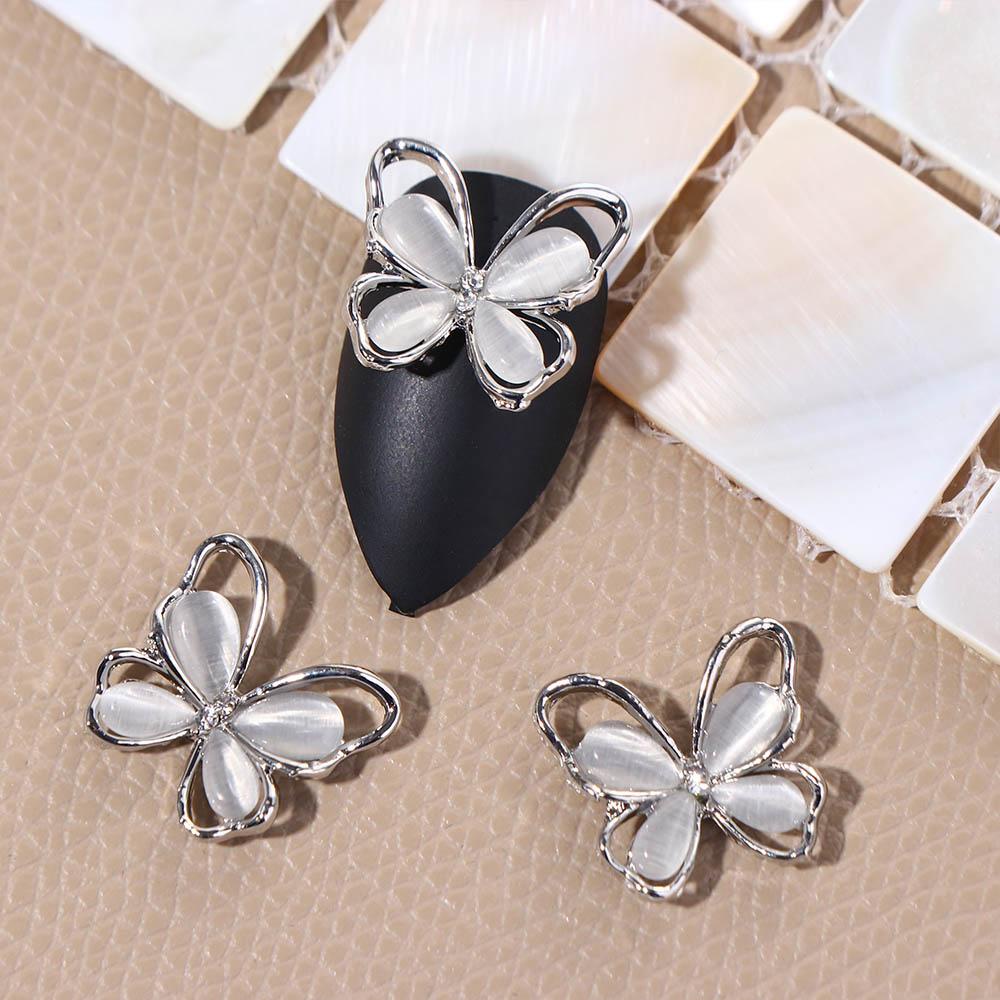 Needway   Butterfly Nail Art Dekorasi Korea Fashion Ins Style Mata Kucing Batu Cat Eye Nail Drill