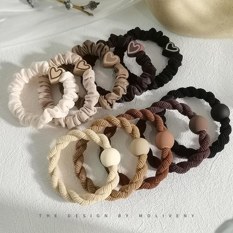 10pcs/set Tali Kepalahair Karet Gelang Perempuan Tinggi Elastis Tali Rambut Fashion Rambut