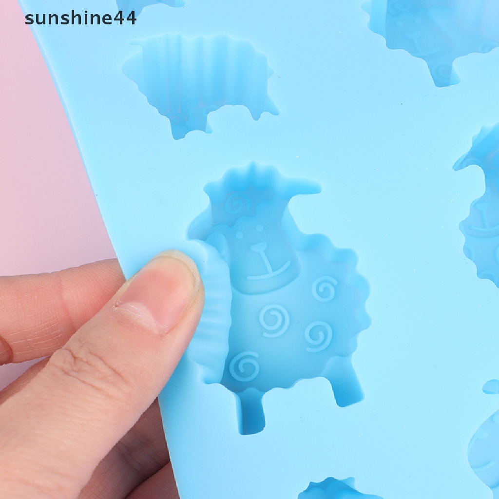 Sunshine 1Pc 8lubang EID Mubarak Ramadhan Hewan Domba Cetakan Silikon DIY Alat Baking ID