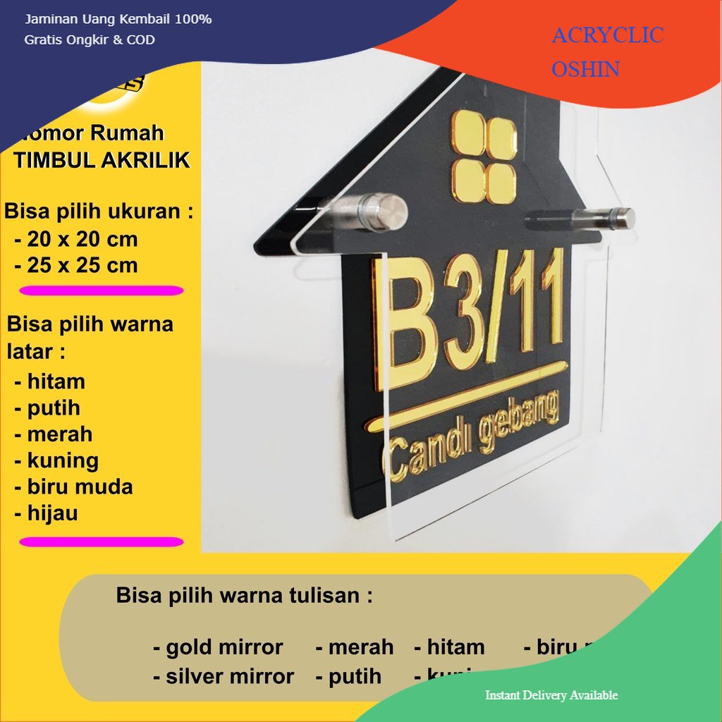 NOMOR RUMAH AKRILIK | PAPAN NOMOR RUMAH AKRILIK | NOMOR RUMAH TIMBUL AKRILIK