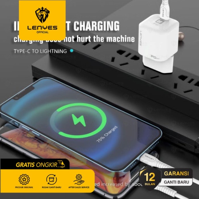 Charger Lenyes LCH360 Fast Charging PD20W +Kabel TYPE C LIGHTNING - Type C original kabel cable casan travel charger tc android usb charger micro usb type c batok kepala charger