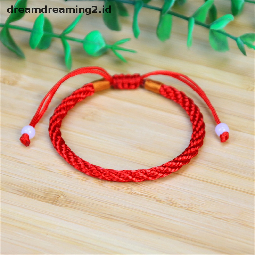 (hot) Wanita Beruntung Buatan Tangan Dikepang Pasangan Braclet Adjustable Beruntung Gelang Tali Merah//