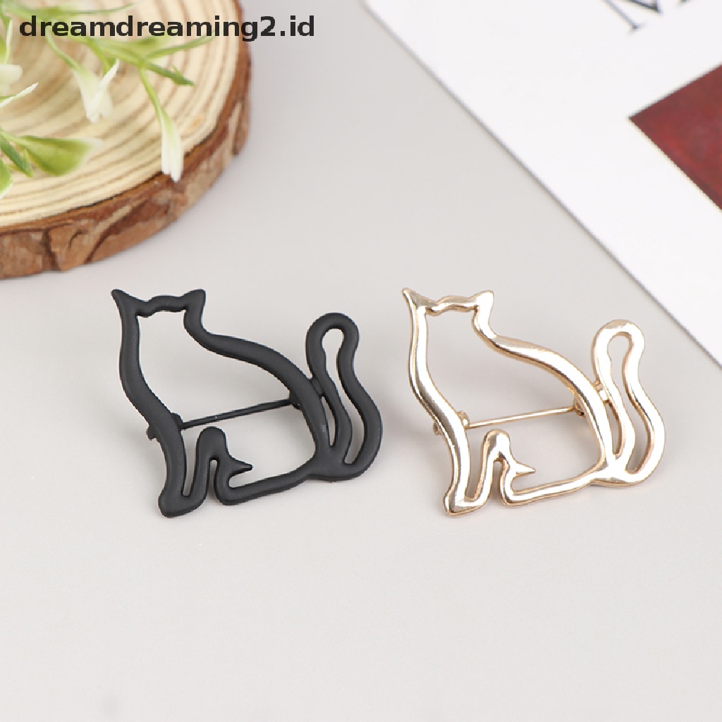 (hot) Bros Kucing Kecil Berongga Lucu Untuk Wanita Kepribadian Selendang Jas Sweater Pin//