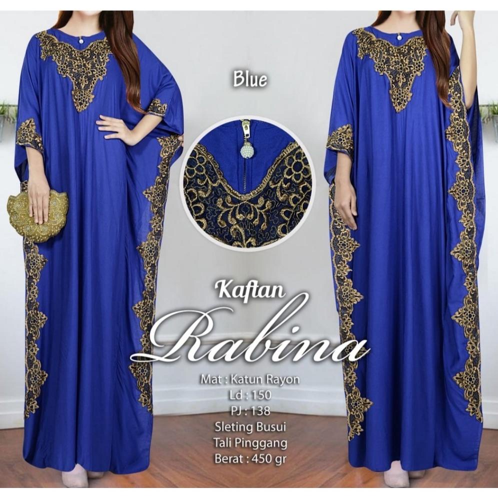KAFTAN Lebaran 2024 TERBARU/ Kaftan Mewah rabina / rabbina Kaftan Putih bordir bahan katun rayon FIT TO XXXL LD150CM
