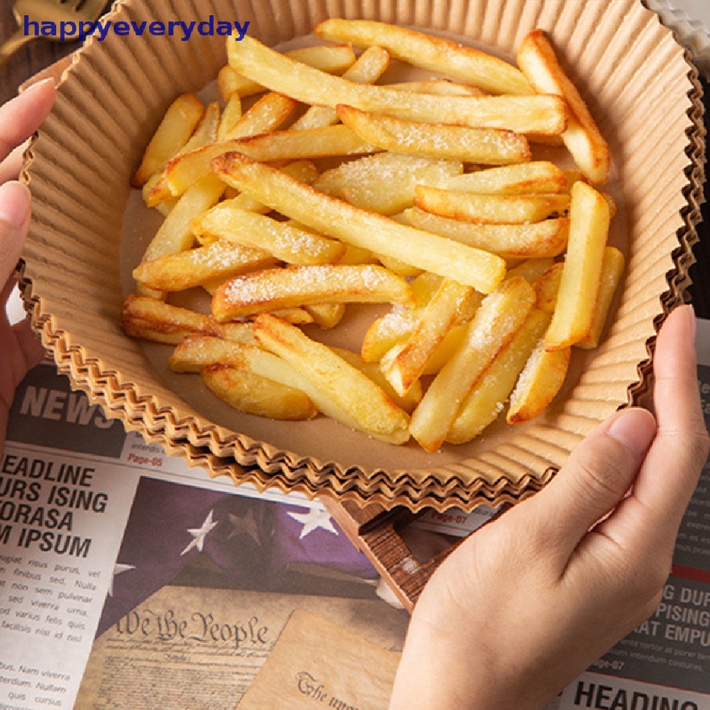 [happy] 25/50pcs Air Fryer Kertas Sekali Pakai Liners Basket Non-Stick Oil-Proof Parchment Round Airfryer Baking Paper Aksesoris Dapur [ID]