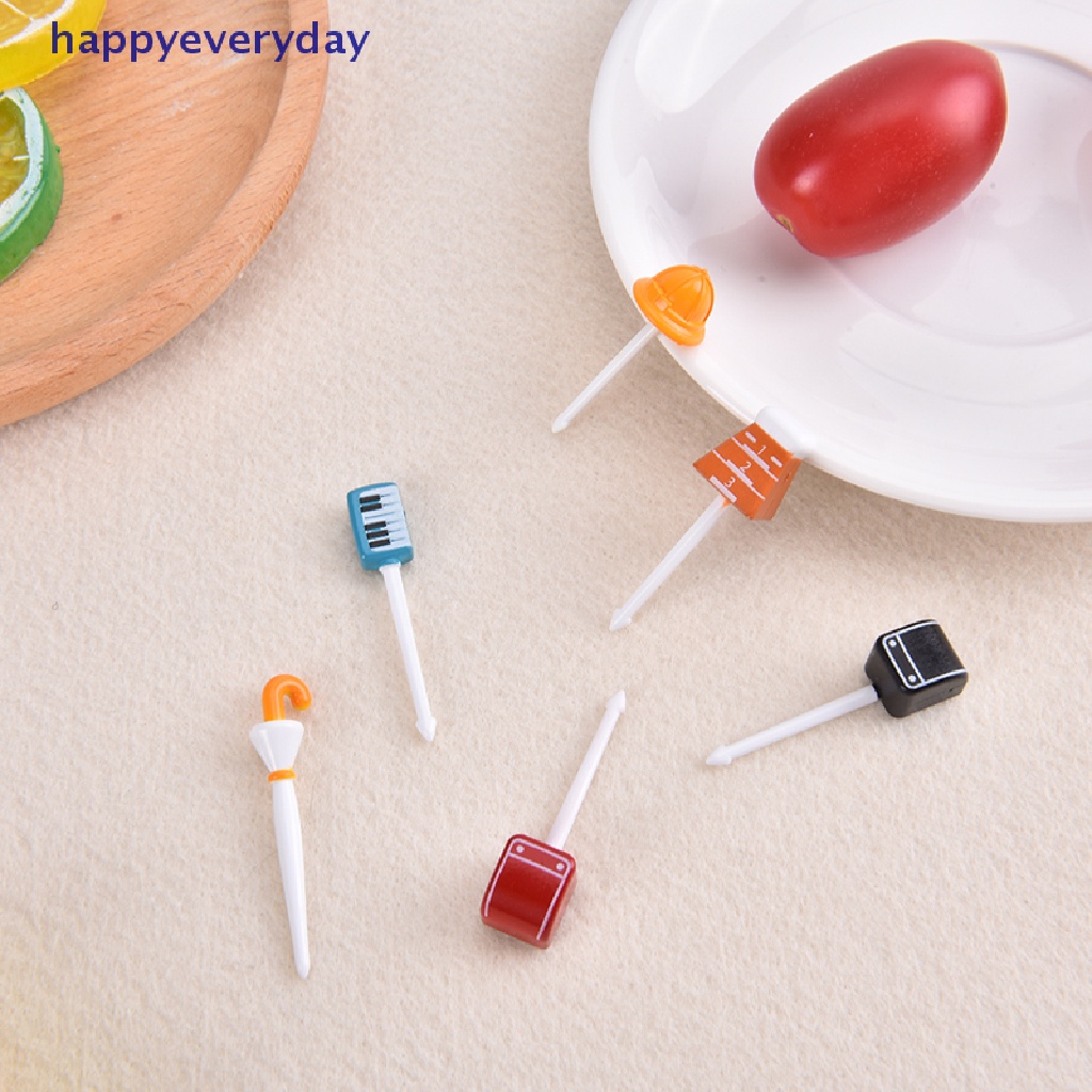 [happy] Garpu Buah Lucu Mini Kartun Anak Snack Kue Dessert Pick Tusuk Gigi Bento [ID]