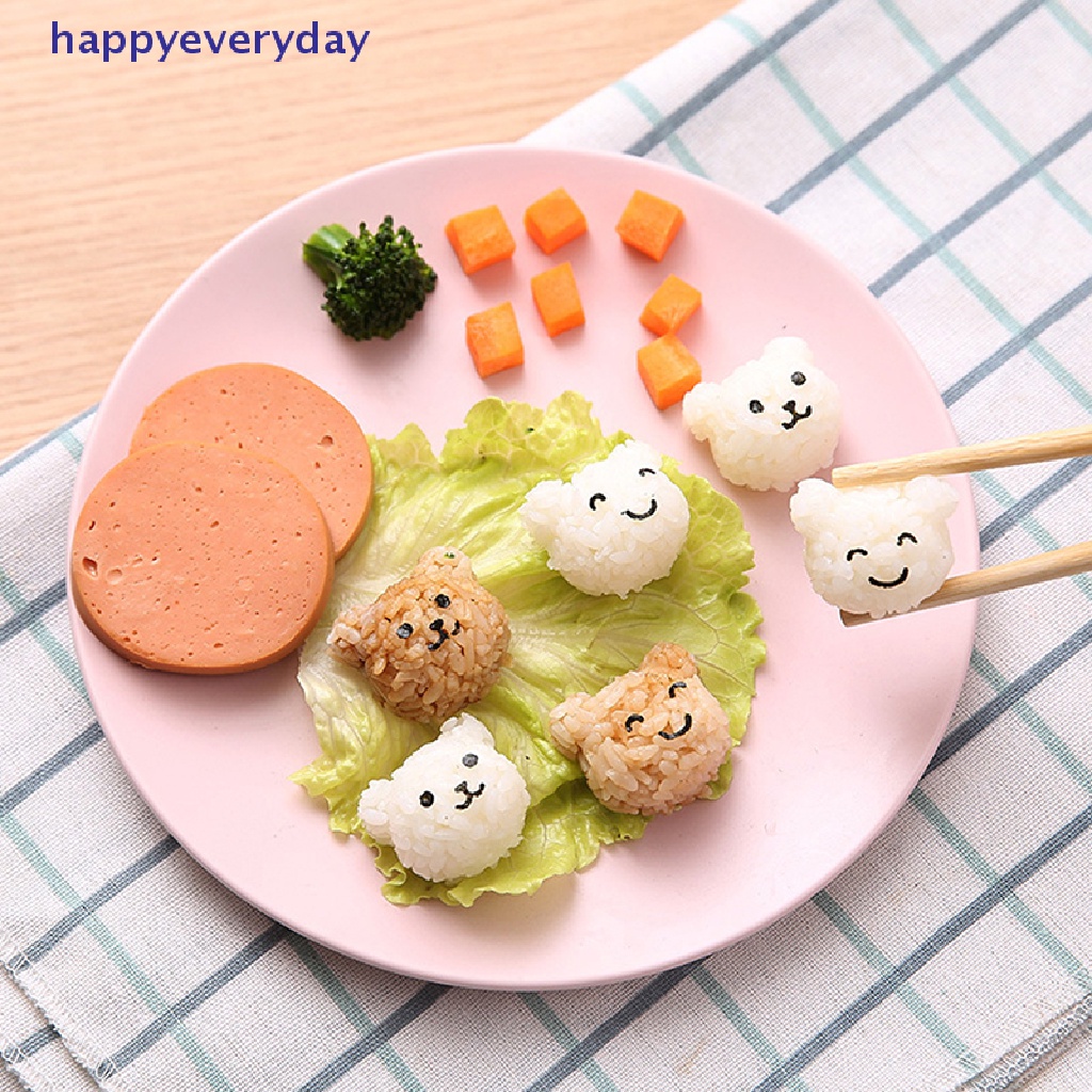 [happy] 1set Cetakan Bento Bola Nasi Beruang Lucu DIY Sushi Press Mold Form Set Kit Untuk Anak [ID]