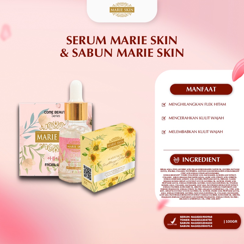 Marie Skin Lian Original - Buy DUO : 1 Serum Marie Skin   &amp; 1 Toner  Marie Skin , Get  Bonus Free 1 Sabun Wajah