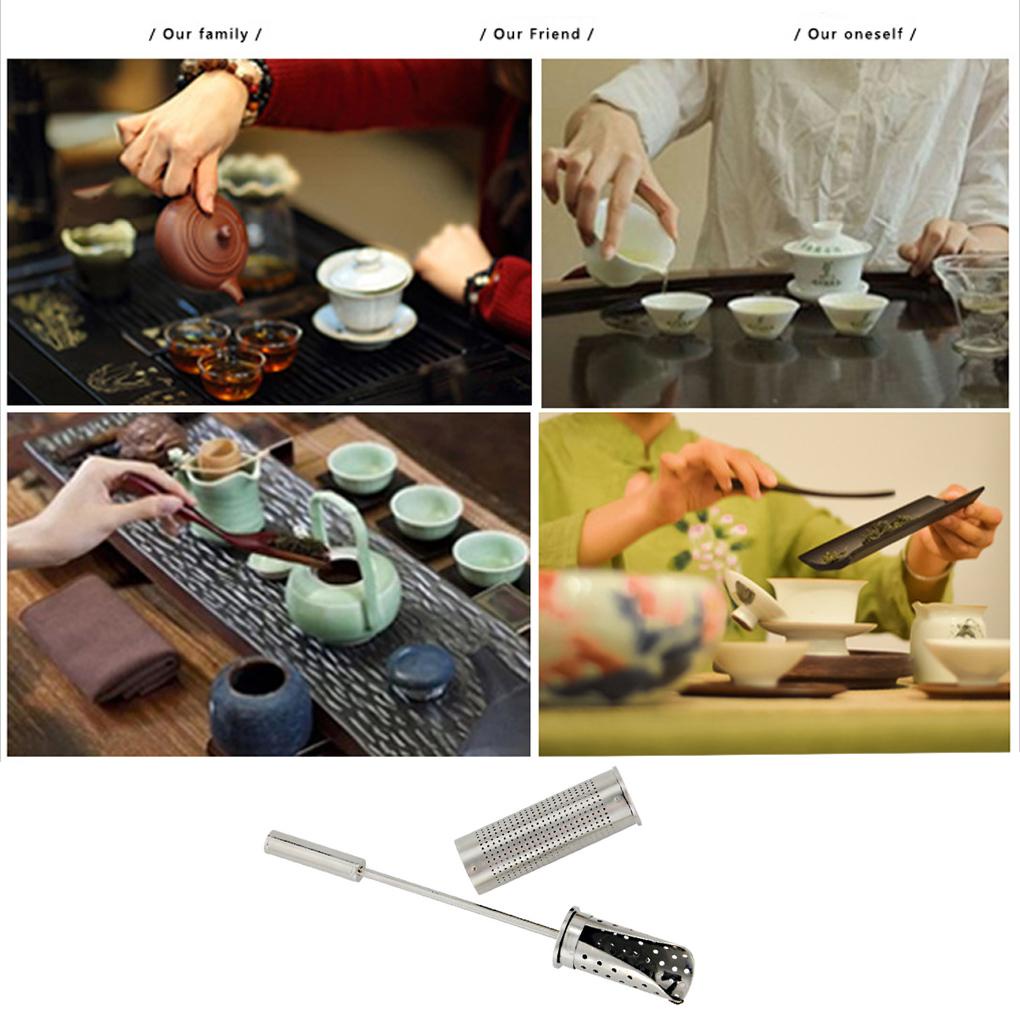 Tea Infuser Stainless Steel Pipa Steeper Diffuser Tabung Ekstraksi Daun Longgar Herbal Saringan Filter Terintegrasi Home